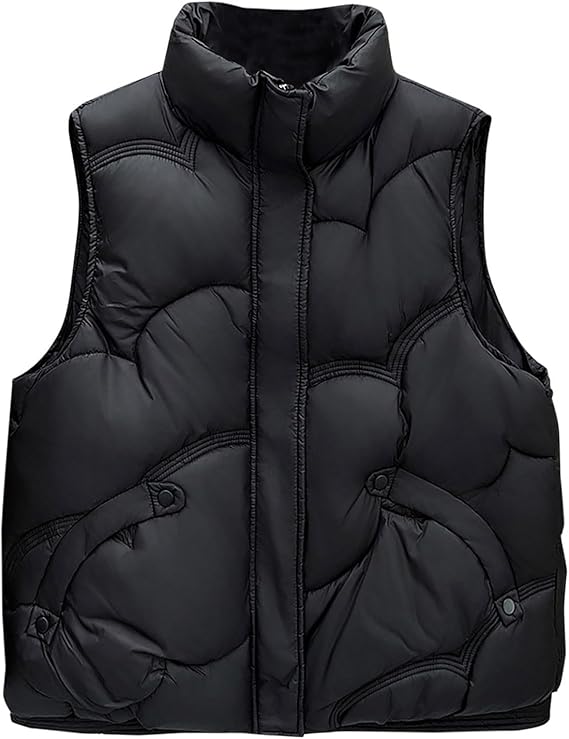 women's warm quilted puffer vest sleeveless winter jacket